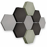 Edition &quote;LOFT&quote; Honeycomb - 9 absorbers made of Basotect ® - Colour: Platinum + Anthracite + Concrete