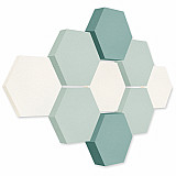 Edition &quote;LOFT&quote; Honeycomb - 9 absorbers made of Basotect ® - Colour: Snow + Aqua + Ocean