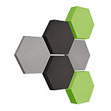 Edition &quote;LOFT&quote; Honeycomb - 6 absorbers made of Basotect ® - Colour: Platinum + Anthracite + Lime