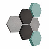 Edition &quote;LOFT&quote; Honeycomb - 6 absorbers made of Basotect ® - Colour: Platinum + Anthracite + Ocean