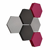 Edition &quote;LOFT&quote; Honeycomb - 6 absorbers made of Basotect ® - Colour: Platinum + Anthracite + Crimson