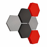 Edition &quote;LOFT&quote; Honeycomb - 6 absorbers made of Basotect ® - Colour: Platinum + Anthracite + Red Pepper