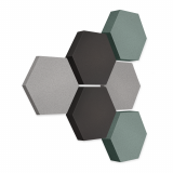 Edition &quote;LOFT&quote; Honeycomb - 6 Absorber aus Basotect ® - Farbe: Platinum + Anthracite + Denim