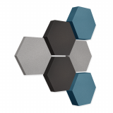 Edition &quote;LOFT&quote; Honeycomb - 6 Absorber aus Basotect ® - Farbe: Platinum + Anthracite + Maritim