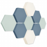 Edition &quote;LOFT&quote; Honeycomb - 9 absorbers made of Basotect ® - Colour: Aqua + Scandic + Snow