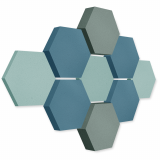 Edition &quote;LOFT&quote; Honeycomb - 9 Absorber aus Basotect ® - Farbe: Ocean + Maritim + Denim