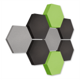 Edition &quote;LOFT&quote; Honeycomb - 8 absorbers made of Basotect ® - Colour: Platinum + Anthracite + Lime