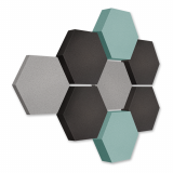 Edition &quote;LOFT&quote; Honeycomb - 8 absorbers made of Basotect ® - Colour: Platinum + Anthracite + Ocean