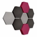 Edition &quote;LOFT&quote; Honeycomb - 8 Absorber aus Basotect ® - Farbe: Platinum + Anthracite + Crimson