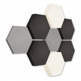 Edition &quote;LOFT&quote; Honeycomb - 8 Absorber aus Basotect ® - Farbe: Platinum + Anthracite + Snow