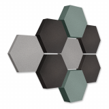 Edition &quote;LOFT&quote; Honeycomb - 8 absorbers made of Basotect ® - Colour: Platinum + Anthracite + Denim