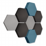 Edition &quote;LOFT&quote; Honeycomb - 8 absorbers made of Basotect ® - Colour: Platinum + Anthracite + Maritim
