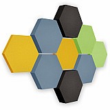 Edition &quote;LOFT&quote; Honeycomb - 9 Absorber aus Basotect ® - Farbe: Bibo + Scandic + Anthracite + Lime
