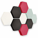 Edition &quote;LOFT&quote; Honeycomb - 9 absorbers made of Basotect ® - Colour: Snow + Anthracite + Magenta + Aqua