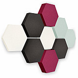 Edition &quote;LOFT&quote; Honeycomb - 9 absorbers made of Basotect ® - Colour: Snow + Anthracite + Magenta + Aqua