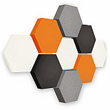 Edition &quote;LOFT&quote; Honeycomb - 9 absorbers made of Basotect ® - Colour: Snow + Anthracite + Juice + Platinum