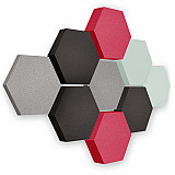 Edition &quote;LOFT&quote; Honeycomb - 9 absorbers made of Basotect ® - Colour: Platinum + Anthracite + Magenta + Aqua
