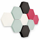 Edition &quote;LOFT&quote; Honeycomb - 9 absorbers made of Basotect ® - Colour: Snow + Aqua + Anthracite + Magenta