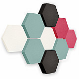 Edition &quote;LOFT&quote; Honeycomb - 9 Absorber aus Basotect ® - Farbe: Snow + Ocean + Anthracite + Magenta