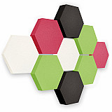 Edition &quote;LOFT&quote; Honeycomb - 9 absorbers made of Basotect ® - Colour: Snow + Lime + Anthracite + Magenta