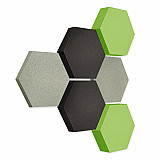 Edition &quote;LOFT&quote; Honeycomb - 6 absorbers made of Basotect ® - Colour: Concrete + Anthracite + Lime