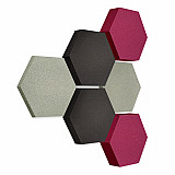 Edition &quote;LOFT&quote; Honeycomb - 6 Absorber aus Basotect ® - Farbe: Concrete + Anthracite + Crimson