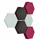 Edition &quote;LOFT&quote; Honeycomb - 6 absorbers made of Basotect ® - Colour: Aqua + Anthracite + Crimson