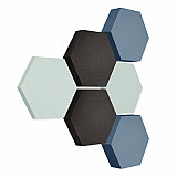 Edition &quote;LOFT&quote; Honeycomb - 6 Absorber aus Basotect ® - Farbe: Aqua + Anthracite + Scandic