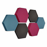 Edition &quote;LOFT&quote; Honeycomb - 6 absorbers made of Basotect ® - Colour: Anthracite + Maritim + Crimson
