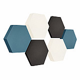 Edition &quote;LOFT&quote; Honeycomb - 6 absorbers made of Basotect ® - Colour: Anthracite + Maritim + Snow