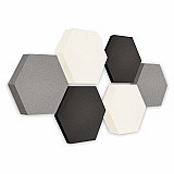 Edition &quote;LOFT&quote; Honeycomb - 6 absorbers made of Basotect ® - Colour: Anthracite + Platinum + Snow