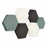 Edition &quote;LOFT&quote; Honeycomb - 6 absorbers made of Basotect ® - Colour: Anthracite + Denim + Snow