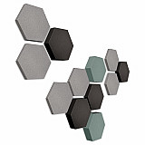 Edition &quote;LOFT&quote; Honeycomb - 12 absorbers made of Basotect ® - Colour: Platinum + Anthracite + Denim