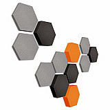 Edition "e;LOFT"e; Honeycomb - 12 absorbers made of Basotect ® - Colour: Platinum + Anthracite + Juice Edition "e;LOFT"e; Honeycomb - 12 absorbers made of Basotect ® - Colour: Platinum + Anthracite + Juice