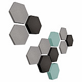 Edition &quote;LOFT&quote; Honeycomb - 12 Absorber aus Basotect ® - Farbe: Platinum + Anthracite + Ocean
