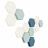 Edition &quote;LOFT&quote; Honeycomb - 12 absorbers made of Basotect ® - Colour: Snow + Aqua + Maritim