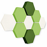 Edition &quote;LOFT&quote; Honeycomb - 9 absorbers made of Basotect ® - Colour: Snow + Lime + Kermit