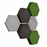 Edition &quote;LOFT&quote; Honeycomb - 6 Absorber aus Basotect ® - Farbe: Platinum + Anthracite + Kermit