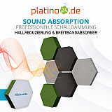 Edition &quote;LOFT&quote; Honeycomb - 6 Absorber aus Basotect ® - Farbe: Platinum + Anthracite + Kermit