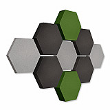 Edition &quote;LOFT&quote; Honeycomb - 9 absorbers made of Basotect ® - Colour: Platinum + Anthracite + Kermit