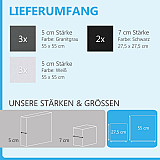 Sound absorber set made of Basotect G+ with acoustic fleece, 8 square absorber elements as wall mural