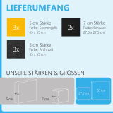 Schallabsorber Set aus Basotect G+ mit Akustikfilz, 8 quadratische Absorberelemente als Wandbild