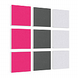 Wandbild Quadrate 9-tlg. Schalldämmung aus Basotect ® G+ / Schallabsorber - Elemente - Set 32
