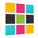 Wall objects squares 9-pcs. sound insulation made of Basotect ® G+ / sound absorber - elements - Set 34