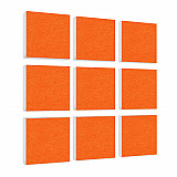 Wall object squares 9 pieces sound insulation, ORANGE - sound absorber - elements made of Basotect ® G+