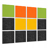 Wandbild Quadrate 12-tlg. Schalldämmung aus Basotect ® G+ / Schallabsorber - Elemente - Set 2