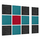 Wandbild Quadrate 12-tlg. Schalldämmung aus Basotect ® G+ / Schallabsorber - Elemente - Set 5