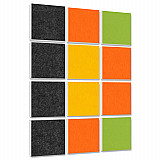 Wall objects squares 12-pcs. sound insulation made of Basotect ® G+ / sound absorber - elements - Set 7