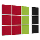 Wandbild Quadrate 12-tlg. Schalldämmung aus Basotect ® G+ / Schallabsorber - Elemente - Set 9