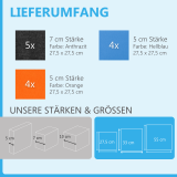 Wall objects squares 13-pcs. sound insulation made of Basotect ® G+ / sound absorber - elements - Set 05